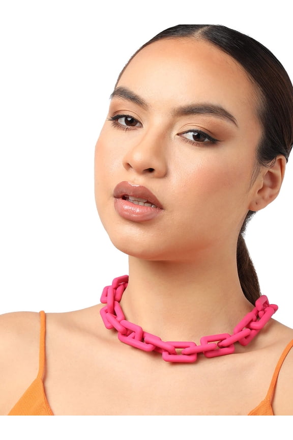 Women's Pink Link Chain Necklace