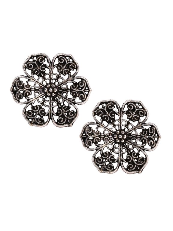 SOHI Women's silver Oxodised Toe Ring Set