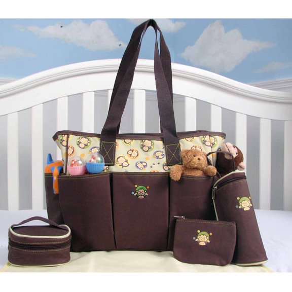 SOHO Curious Monkey 5-in-1 Deluxe Diaper Tote Set