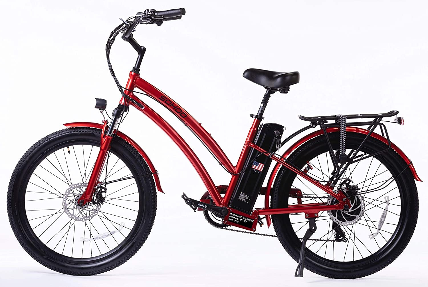 SOHOO 48V500W13Ah 26" StepThru Beach Cruiser Electric Bicycle City E