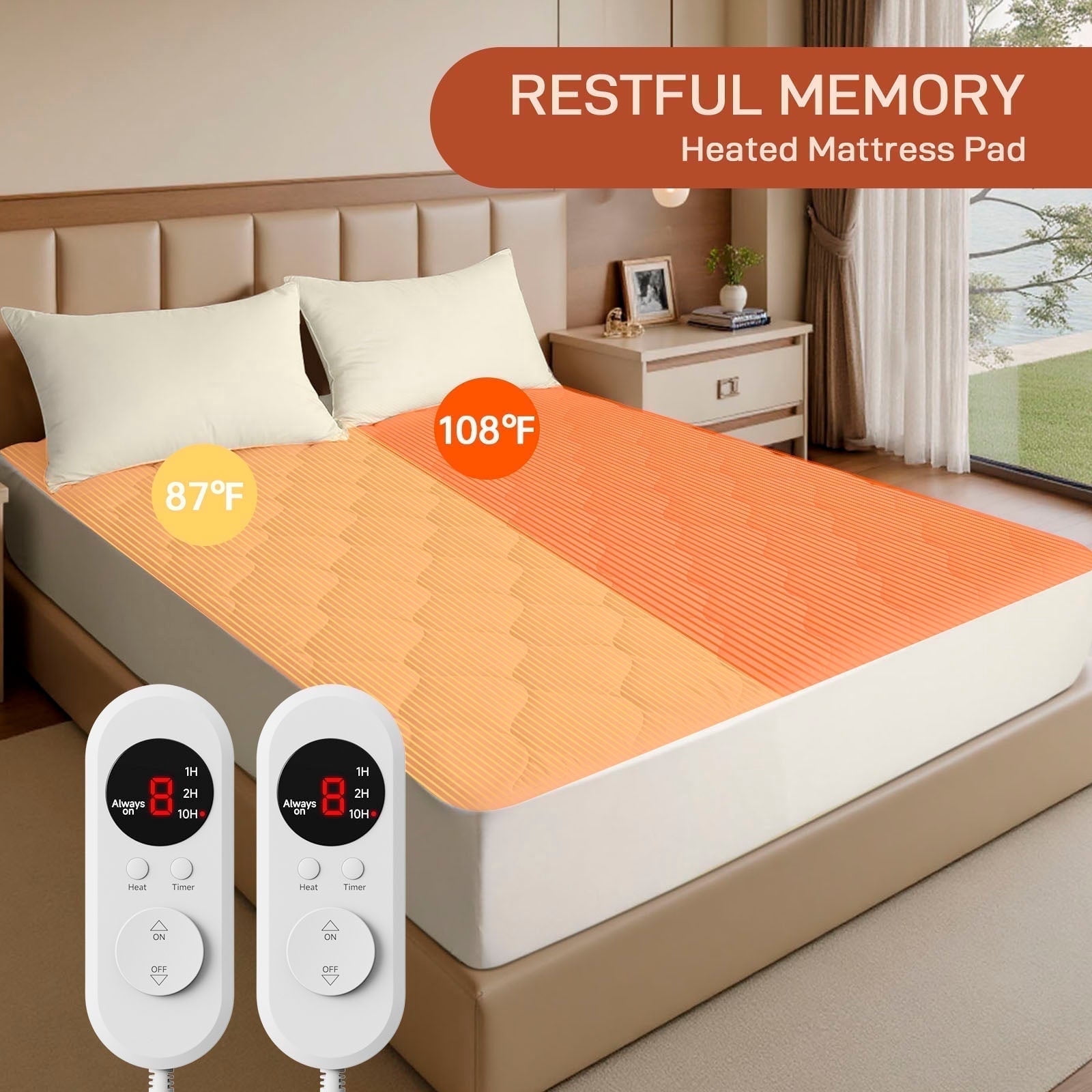 SOHTOPHO Heated Mattress Pad Calking, Heated Blanket, White, 72" X 84", Electric Mattress Pads, Heated Mattress, Bed Warmer, Bed Heater, Electric Blanket, Heated Mattress Cover, Heated Pad for Bed