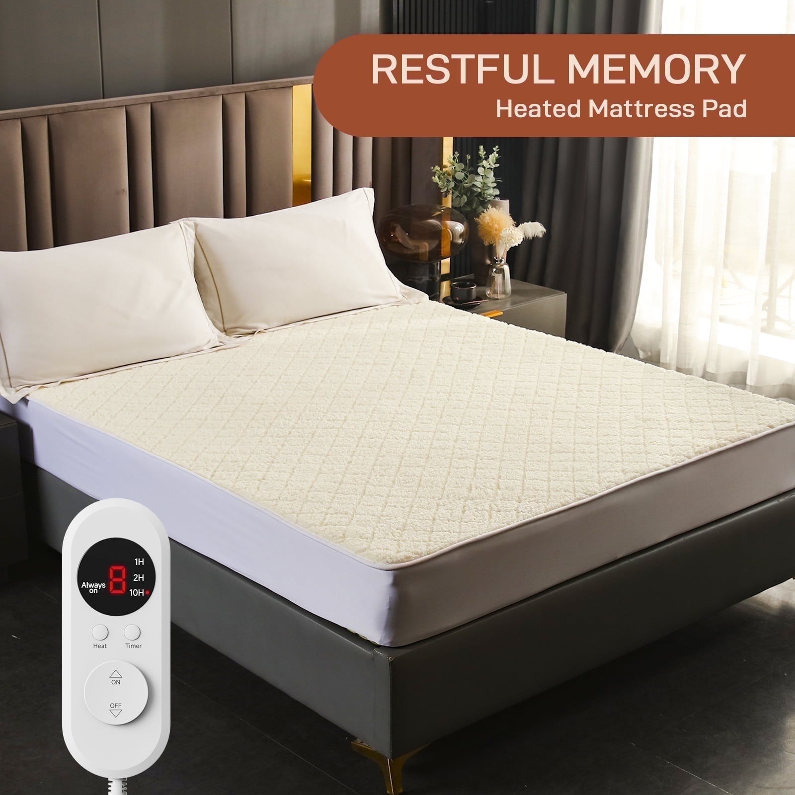 SOHTOPHO Heated Mattress Pad Full, Heated Blanket, Beige, 54" x75", Electric Mattress Pads, Heated Mattress, Bed Warmer, Bed Heater, Electric Blanket, Heated Mattress Cover, Heated Pad for Bed