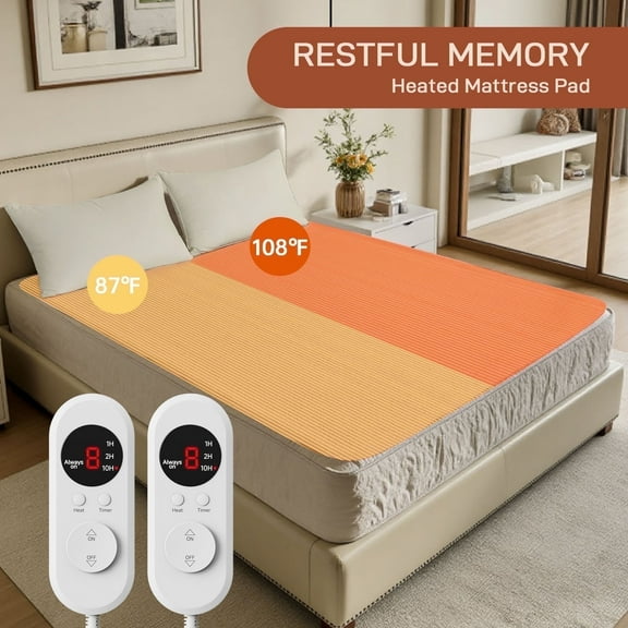 SOHTOPHO Heated Mattresstoppers King, Heated Blanket, Ivroy, 78" x 80", Electric Mattress toppers, Heated Mattress, Bed Warmer, Bed Heater, Electric Blanket, Heated Mattress Cover