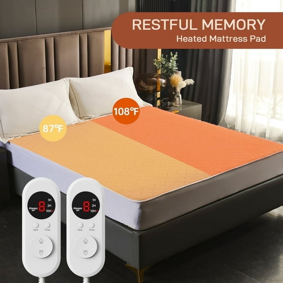 SOHTOPHO Heated Mattress Pad Queen, Heated Blanket, Beige, 60" x80", Electric Mattress Pads, Heated Mattress, Bed Warmer, Bed Heater, Electric Blanket, Heated Mattress Cover, Heated Pad for Bed