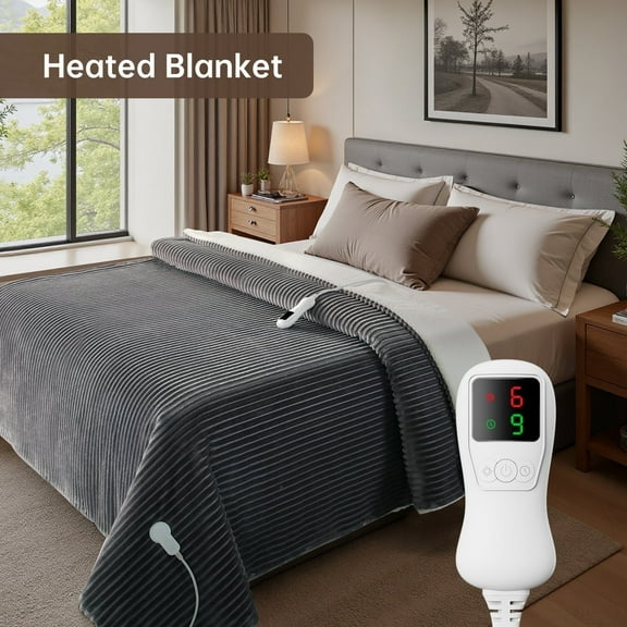 Heated Blanket Full Size, Washable Heated Blanket Electric, Electric Blanket, Silver, 72" x 84", Blanket Warmer Heating blanket Heat Warming Blanket Electric Blanke Heater
