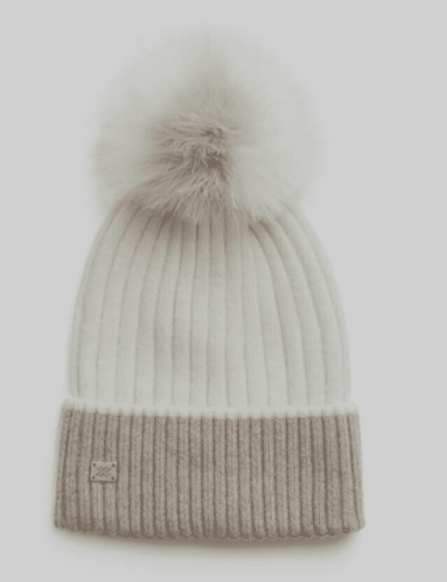 SOIA & KYO Ciel Rib-knit Beanie Hat Detachable Feather Pom  display picture 3