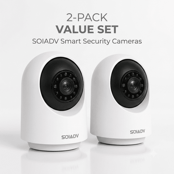 SOIADV WiFi Security Camera Indoor 360 AI Movement Detection Cloud/SD 2WayTalk 2PACK