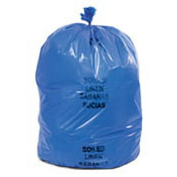 "SOILED LINEN" Printed, Blue Poly Medical Waste Bags, 37" x 50", 44 Gallons - Case of 150 Bags