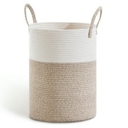 SOJERKI Cotton Woven Rope Laundry Hamper，Storage Decorative Basket for Blankets,Dirty Clothes,Toys,Plant Pot-Brown,58L