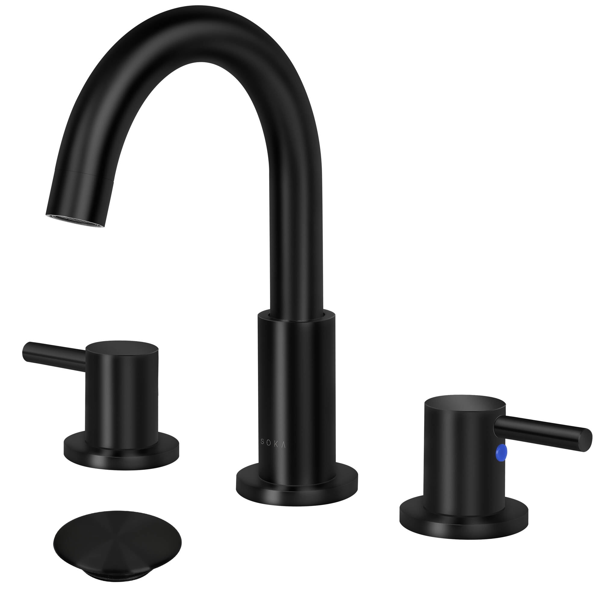 SOKA 816" Widespread Bathroom Faucet Matte Black Bathroom Sink Faucet 2 Handle Morden Bathroom