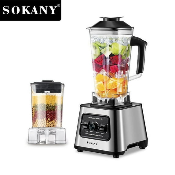 SOKANY SK999 Blender for Shake and Smoothies Powerful 6000-Watt 68 Oz Jar + 17 Oz Jar 8-Blades 2-in-1 Countertop Blender for Frozen Fruit Drinks / Smoothies / Sauces and More