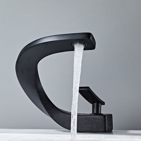 SOKNARKU Modern Bathroom Sink Basin Faucet Brass Single Hole Single Handle Deck Mount Cold And Hot Mixed Creative Design Tap Including Two US Standard 3/8 Hoses Matte Black