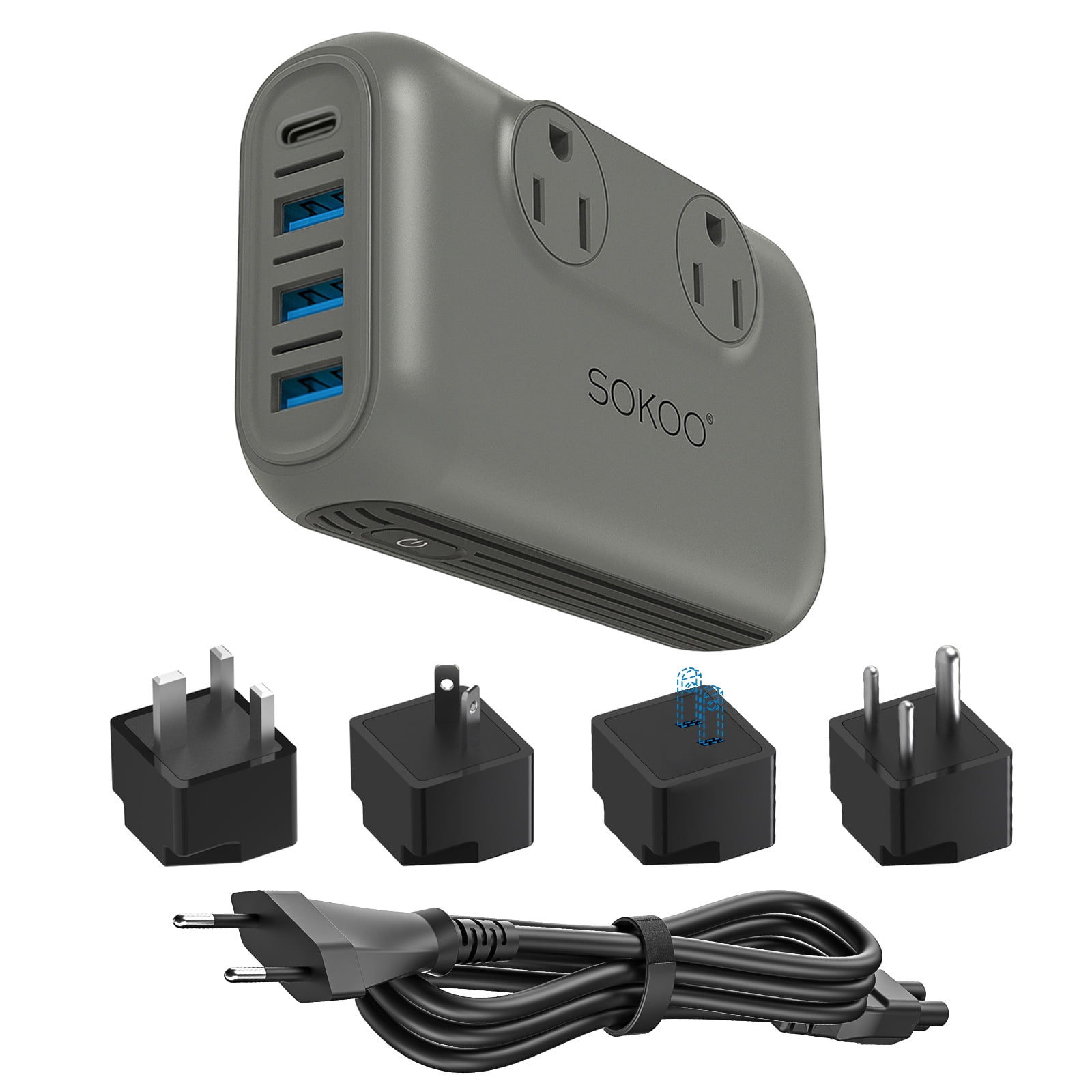 SOKOO 230W Power Converter Step Down 220V to 110V Voltage Converter with USB-C & International Travel Adapter Kits for US Appliances Overseas Use
