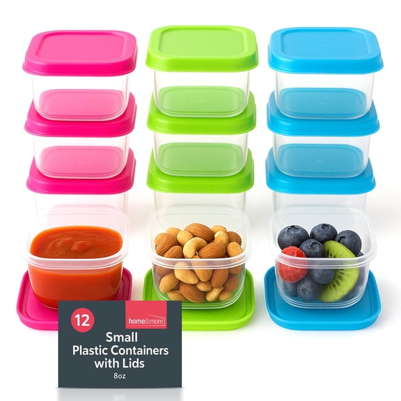 SOL 12pk Small Plastic Containers with Lids 80ml - Small Food Containers