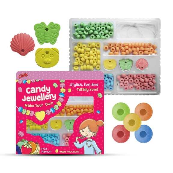 SOL Candy Jewellery Making Kit for Girls Create Necklaces & Bracelets with Fun Beads & Pendants Bracelet Making Kit for Parties, Playdates, & Crafts Sweet Designs, Delicious Treats, Endless Fun