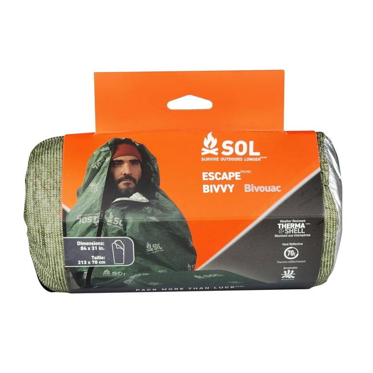 SOL Escape BIVY ビビィ　グリーン、オレンジセット SOL Escape Bivvy with Hood, Body Heat Reflector, Waterproof
