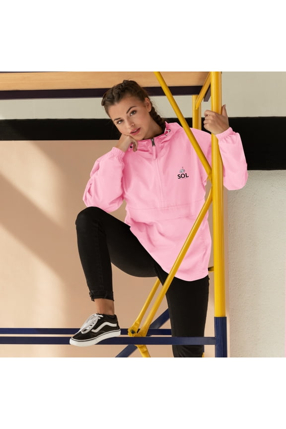 SOL "Game time" Embroidered Champion Packable Jacket (Pink Candy, S)