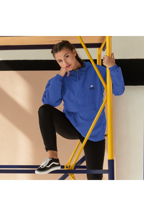 SOL "Game time" Embroidered Champion Packable Jacket (Royal Blue, L)