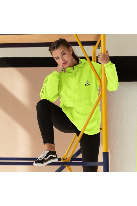 SOL "Game time" Embroidered Champion Packable Jacket (Safety Green, M)