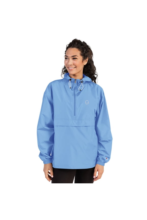 SOL "Game time" Woman's Embroidered Champion Packable Jacket (Light Blue, L)