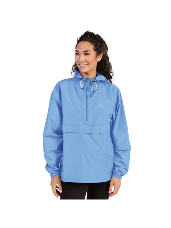 SOL "Game time" Woman's Embroidered Champion Packable Jacket (Light Blue, L)