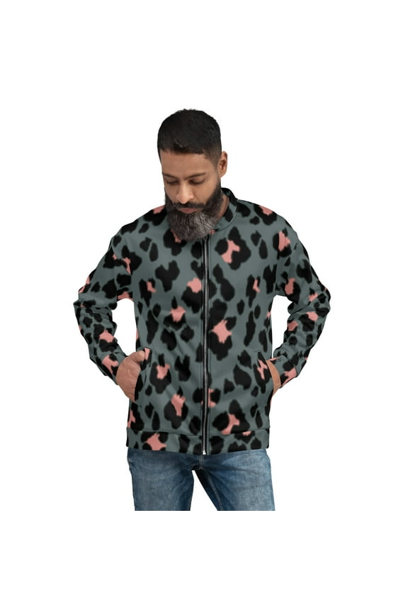 SOL Gray Leopard Unisex Bomber Jacket (2XL)