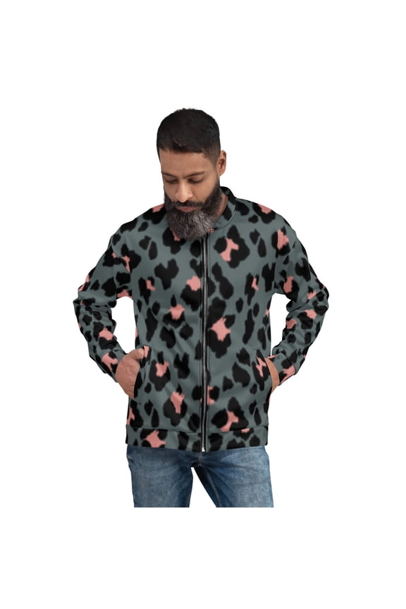 SOL Gray Leopard Unisex Bomber Jacket (M)