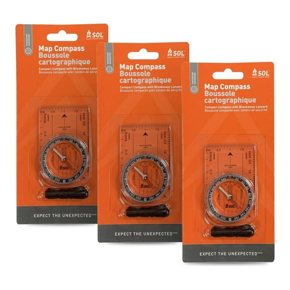 SOL Map Compass Hiking Gear Survival - (Pack of 3)