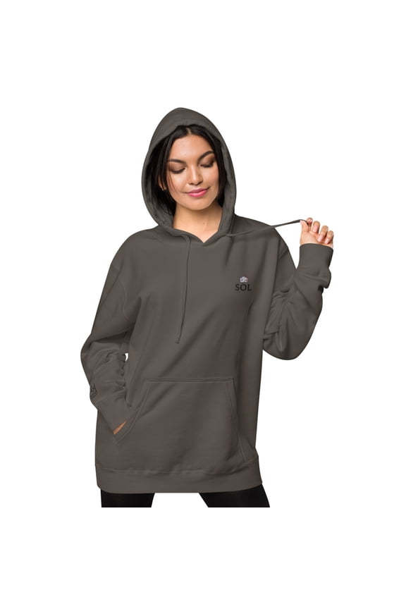 SOL She got it Unisex pigment-dyed hoodie (Pigment Black, S)