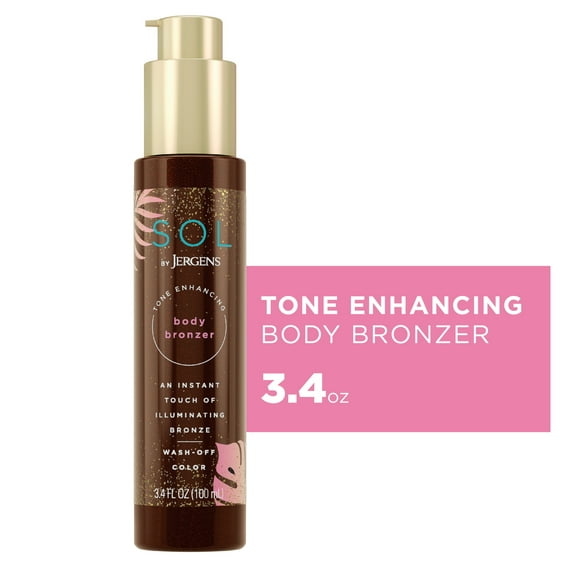 SOL by Jergens Self Tanner Body Bronzer, Sunless Tanner For All Unique Skin Tones, 3.4 fl oz