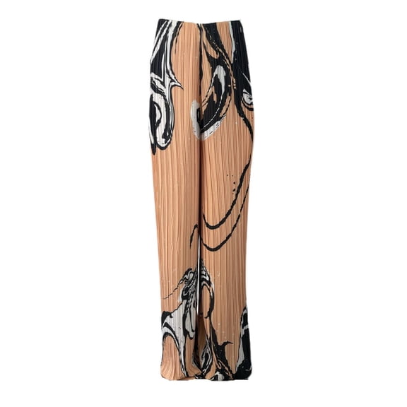 SOLACE London Zoya Wide Leg Trousers, Nude Print, 4