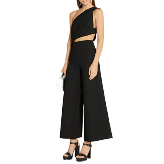 SOLACE Women's Addison One Shoulder Crepe Jumpsuit Size, Black, 4