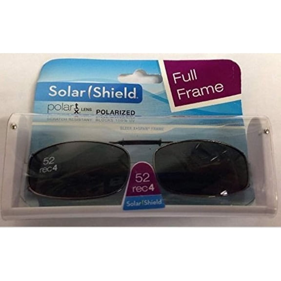 SOLAR SHIELD Clip-on Polarized Sunglasses Size 52 Rec 4 Black Full Frame NEW