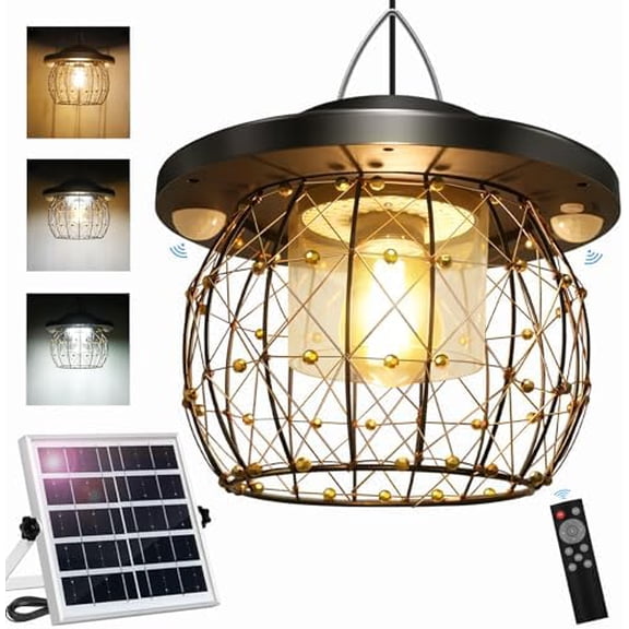SOLAR gAZEBO lIGHTS oUTDOOR iNDOOR, 3000lm sOLAR sHED lIGHT dAYTIME aVAILABLE WITH 3 cOLOR tEMPS/ dUAL mOTION sENSOR/5 mODES/rEMOTE cONTROL, wATERPROOF pENDANT lIGHTS WITH FOR pORCH sHED gARAGE bARN