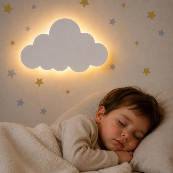 SOLARGESS Cloud Night Light for Nursery Decor - Newborn & Toddler Night Light | Dimmable Rechargeable 90min Timer, 68Pcs Star Wall Stickers