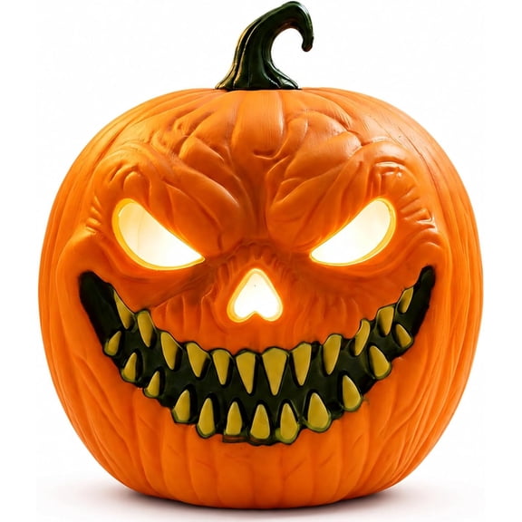 SOLARGESS Halloween Pumpkin Lantern with Terrifying Sound Effects, 9.45'',O Lantern with Hook, Animated Pumpkin, Pumpkin Lights Fall Decor for Front Porch Lawn Table Bedroom Fireplace
