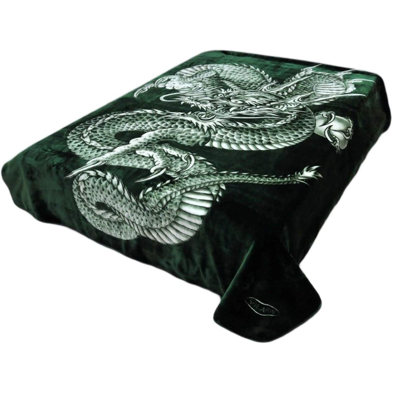 SOLARON Korean Super Thick Heavy Weight Mink Blanket - Queen Size, Bear And Cubs Green, Reversible, Ultra Soft
