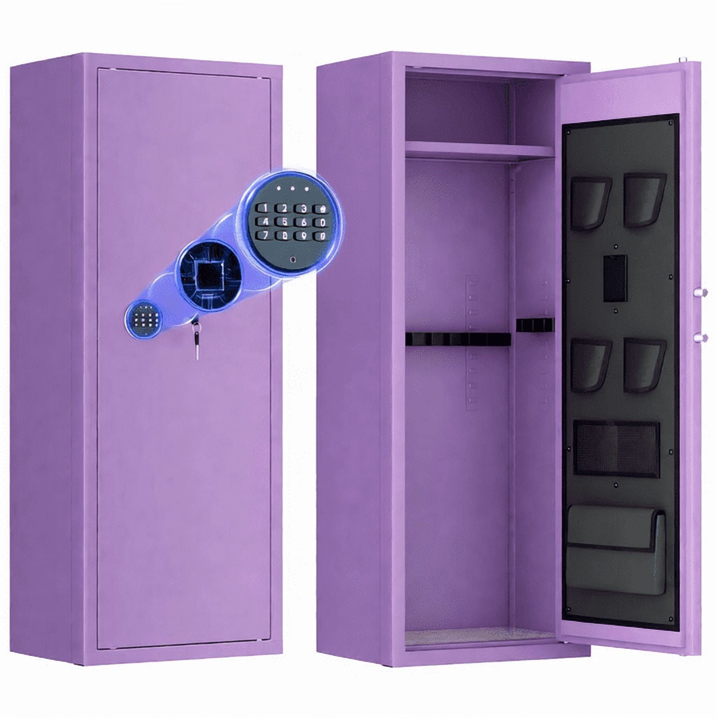 SOLAURA 10-14 Gun Safe, Quick Access Long Gun Safe for Home Rifles and Pistols, Large Gun Cabinet with Adjustable Shelves for Home, Office(Assembly Required, Purple)