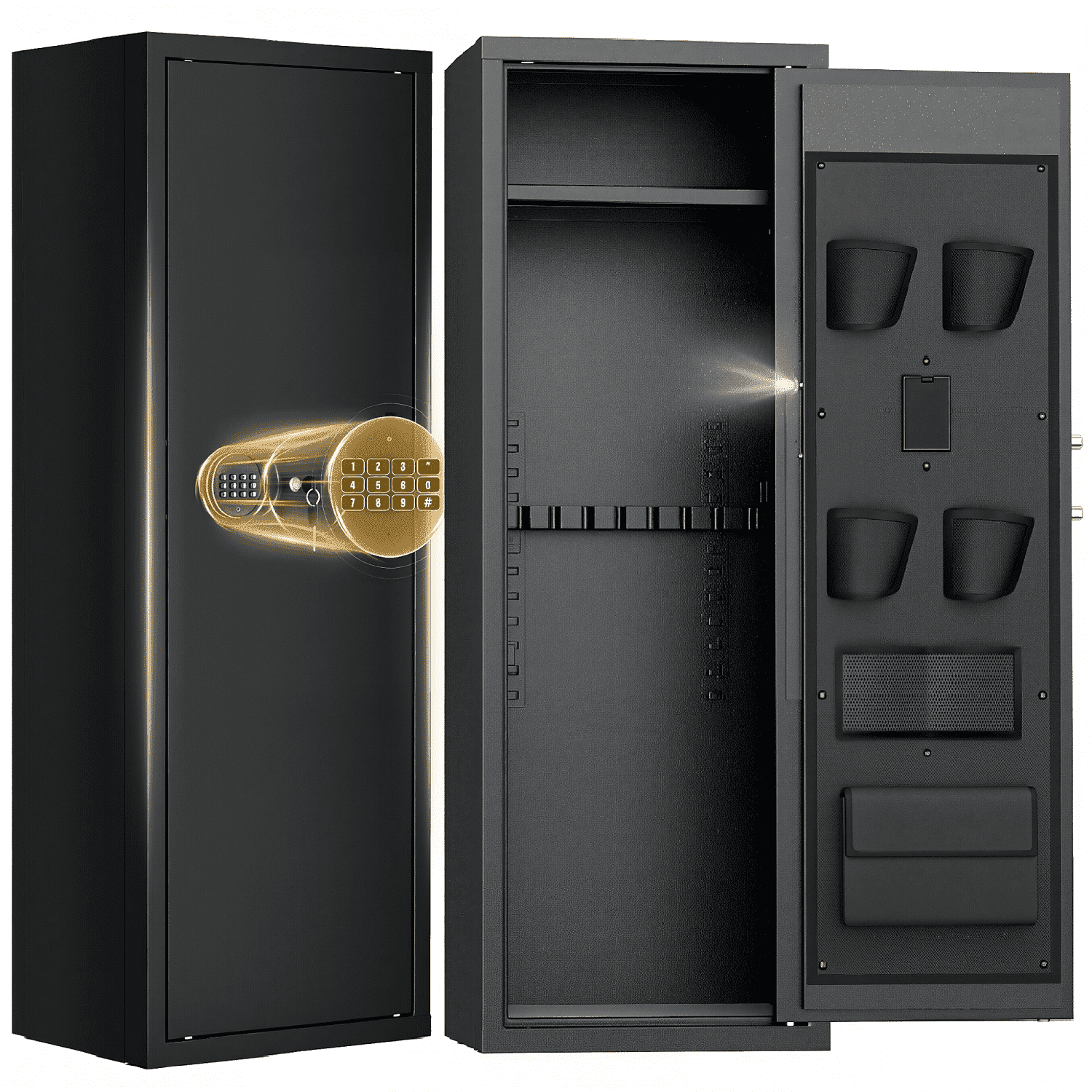 SOLAURA 10-14 Gun Safe, Quick Access Long Gun Safe for Home Rifles and Pistols, Large Gun Cabinet with Adjustable Shelves for Home, Office(Assembly Required)