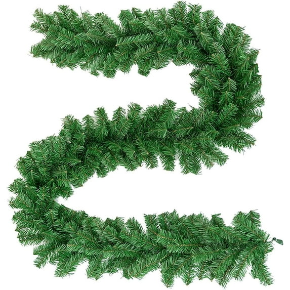 SOLAURA 10pcs 9ft Unlit Green Christmas Pine Garland, Holiday Decor for Outdoor or Indoor Use: Wedding Parties, Doorways, & Stairs