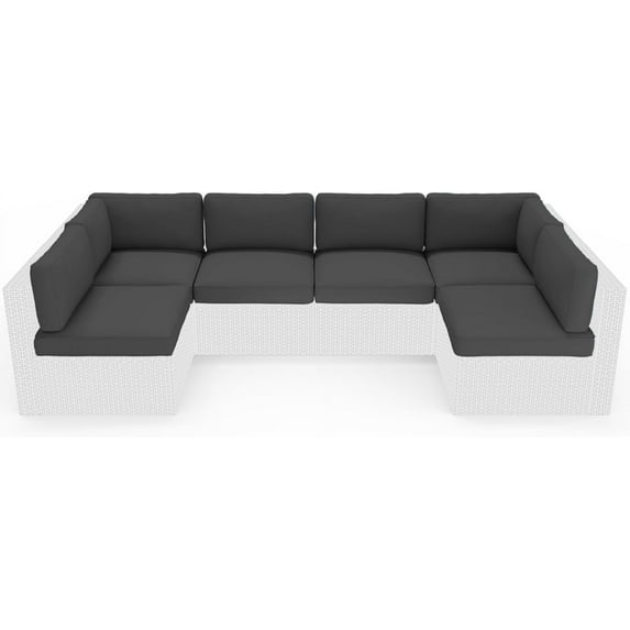 SOLAURA 14Pcs Outdoor Furniture Replacement Cushions, Fits 6-seat Sectional Rattan Conversation Set, Patio Water-Resistant Replacement Sofa Cushions, Grey