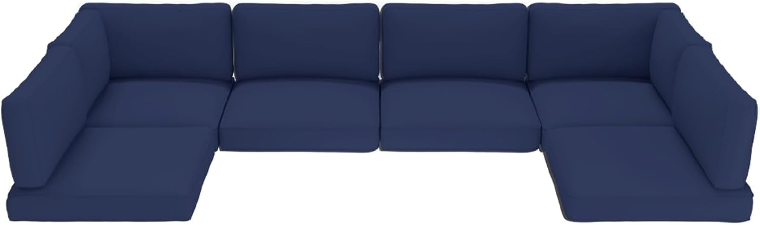 SOLAURA 14Pcs Outdoor Furniture Replacement Cushions Fits 6 seat Sectional Rattan Conversation Set Patio Water Resistant Replacement Sofa Cushions