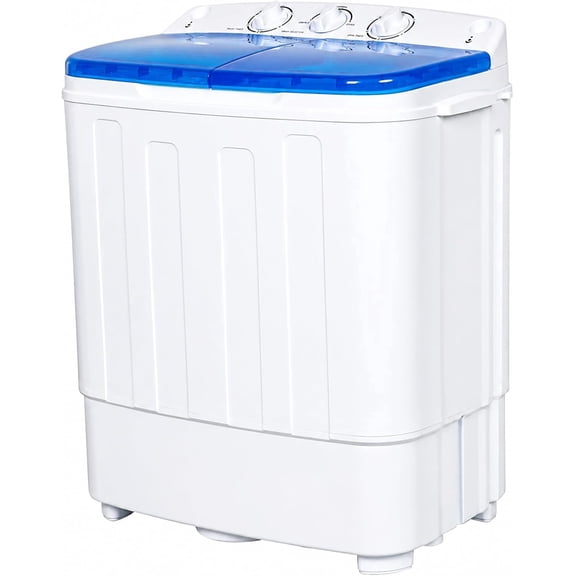SOLAURA 16 LBS Portable Washing Machine, Mini Washer and Dryer Combo, Semi-Automatic Twin Tub Washer with Drain Pump for Dorms, Apartments, RVs (Blue)