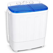 SOLAURA 16 LBS Portable Washing Machine, Mini Washer and Dryer Combo, Semi-Automatic Twin Tub Washer with Drain Pump for Dorms, Apartments, RVs (Blue)