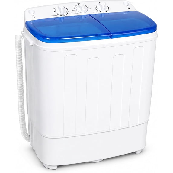 SOLAURA 16 LBS Portable Washing Machine, Mini Washer and Dryer Combo, Semi-Automatic Twin Tub Washer with Drain Pump for Dorms, Apartments, RVs (Blue)