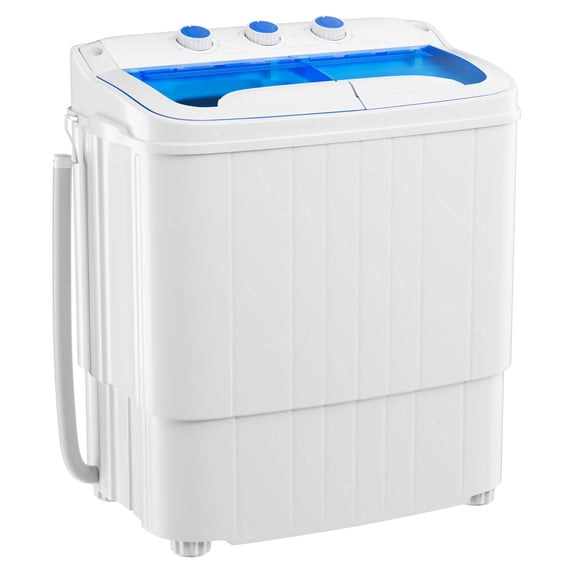 SOLAURA 16 LBS Portable Washing Machine, Mini Washer and Dryer Combo, Semi-Automatic Twin Tub Washer with Drain Pump for Dorms, Apartments, RVs (Blue)