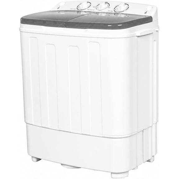 SOLAURA 16 LBS Portable Washing Machine, Mini Washer and Dryer Combo, Semi-Automatic Twin Tub Washer with Drain Pump for Dorms, Apartments, RVs (Grey)