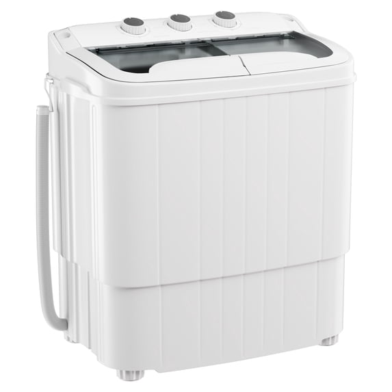 SOLAURA 16 LBS Portable Washing Machine, Mini Washer and Dryer Combo, Semi-Automatic Twin Tub Washer with Drain Pump for Dorms, Apartments, RVs (Grey)