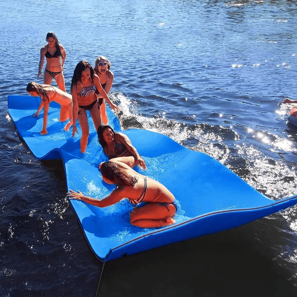 Inflatable Float Pads SOLAURA 18'x6' Water Floating Mat Foam Pad, 3 Layers XPE Foam 18 Ft ...