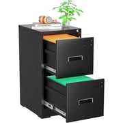 SOLAURA 2 Drawer Metal Vertical File Storage Cabinet with Lock for Home, Office, Steel File Cabinet for A4 Letter /Legal Size Black